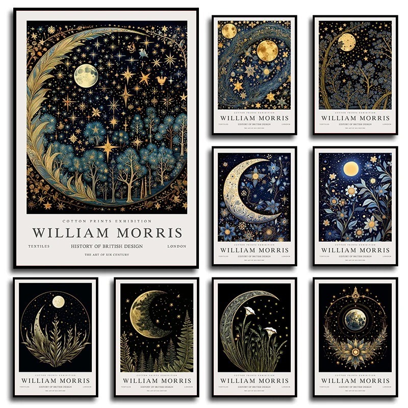 Vintage Moon and Stars William - Star Map Poster ulasan dan harga