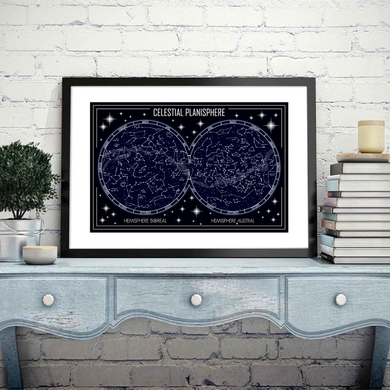 Celestial Planisphere Map Canv - Star Map Poster ulasan dan harga