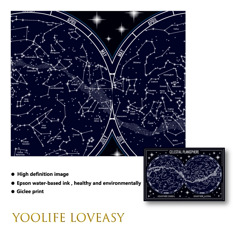 Celestial Planisphere Map Canv - Star Map Poster ulasan dan harga